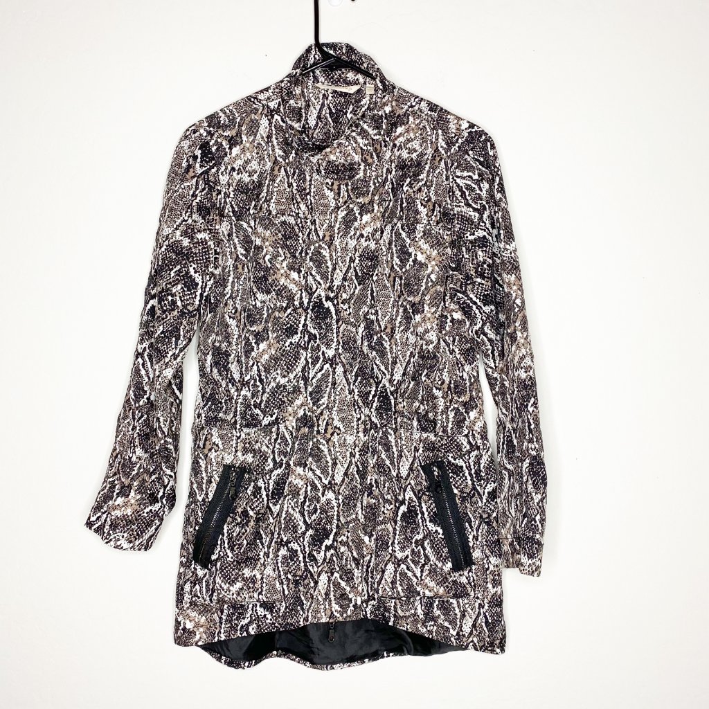 Soft Surroundings Snake Print Full Zip Viper Jacket Black Python Size Xs